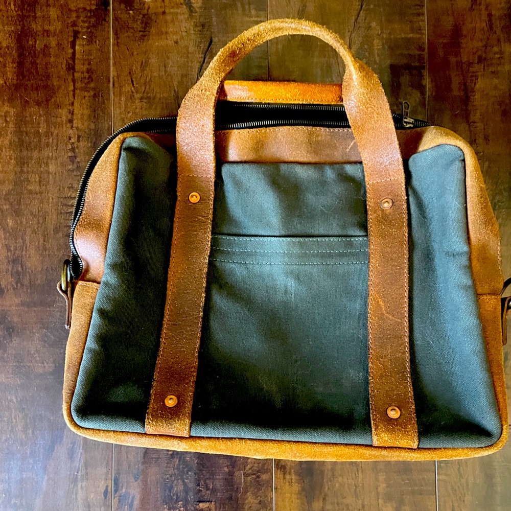 Vintage Canvas Messenger Bag with real suede leather.